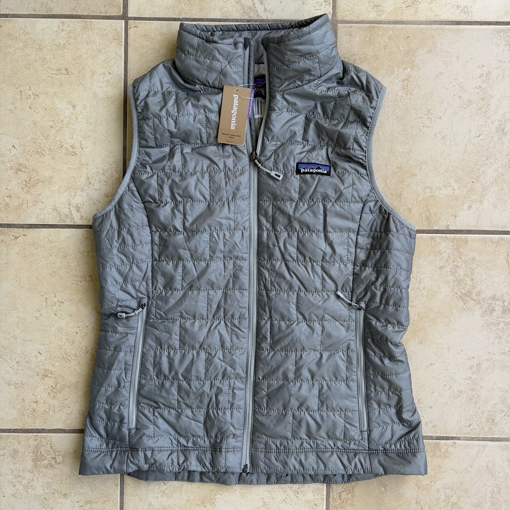 Patagonia Nano Puff Vest Women's Medium Gray Full Zip Lightweight Quilted NWT